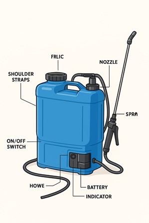 battery popwered shoulder sprayer and its motor and control valve